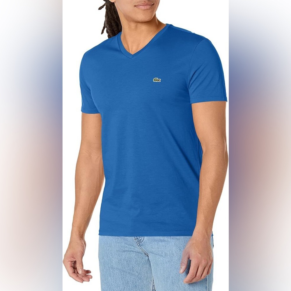 Lacoste Men's Blue V-Neck Tee